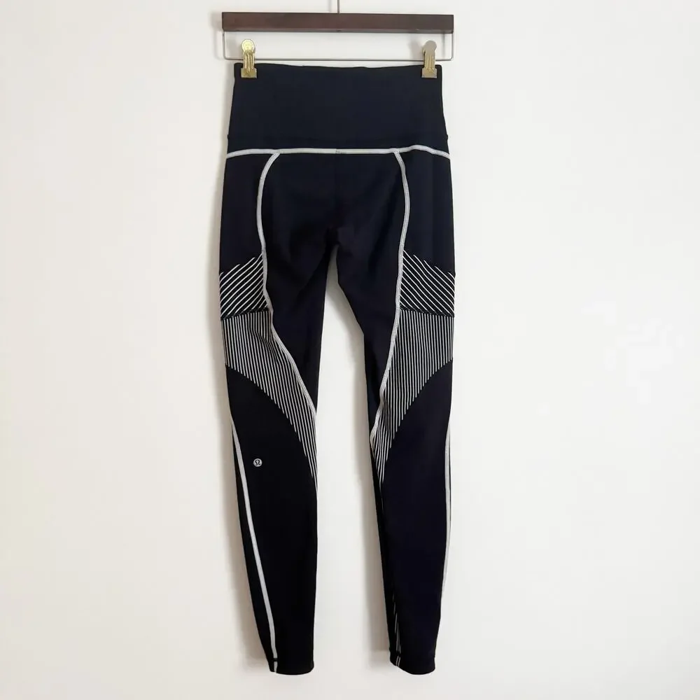 LULULEMON Channel Your Energy Tight Leggings Black White 6